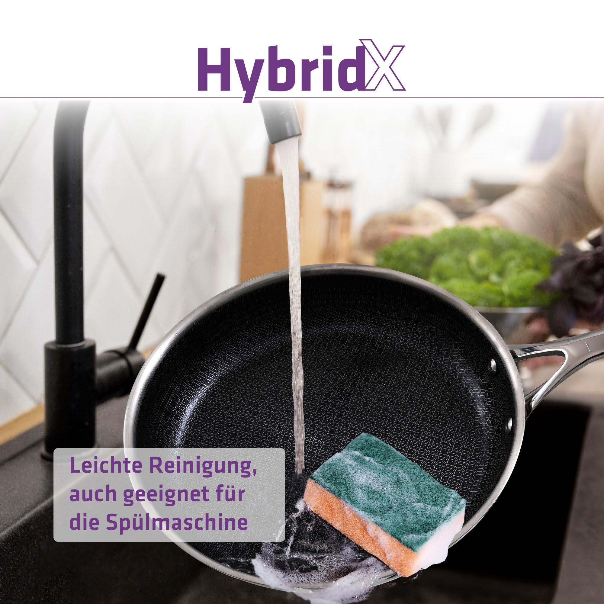 Berndes Bratpfanne HybridX 24cm – Induktionsgeeignet – Allherdtauglich – Antihaftversiegelung - b.nature Quarz - schnelle Hitzeverteilung – energiesparend - PFAS-frei