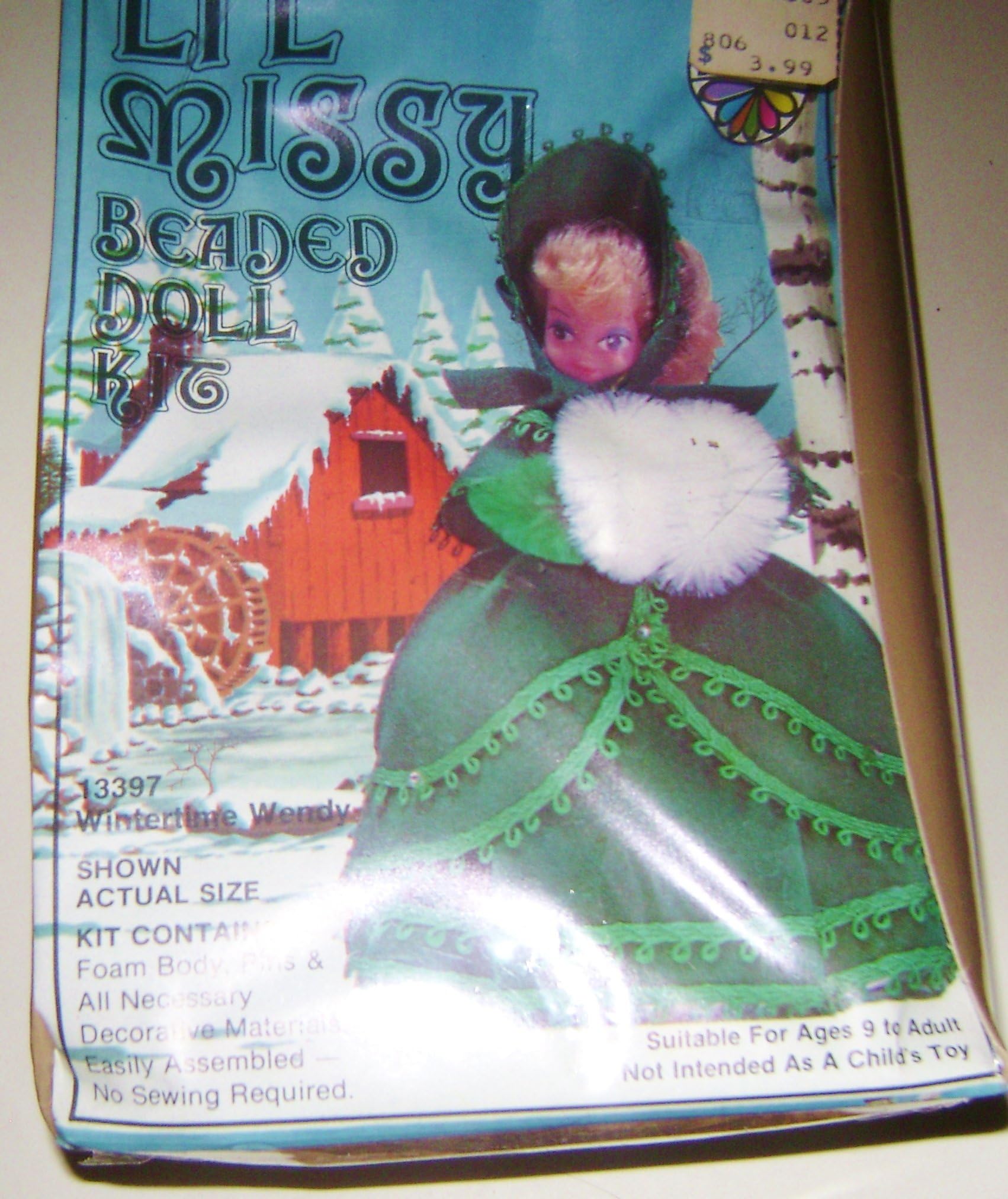 Vintage Walco Li'l Missy Wintertime Wendy Beaded Doll Kit Sweetheart #13397
