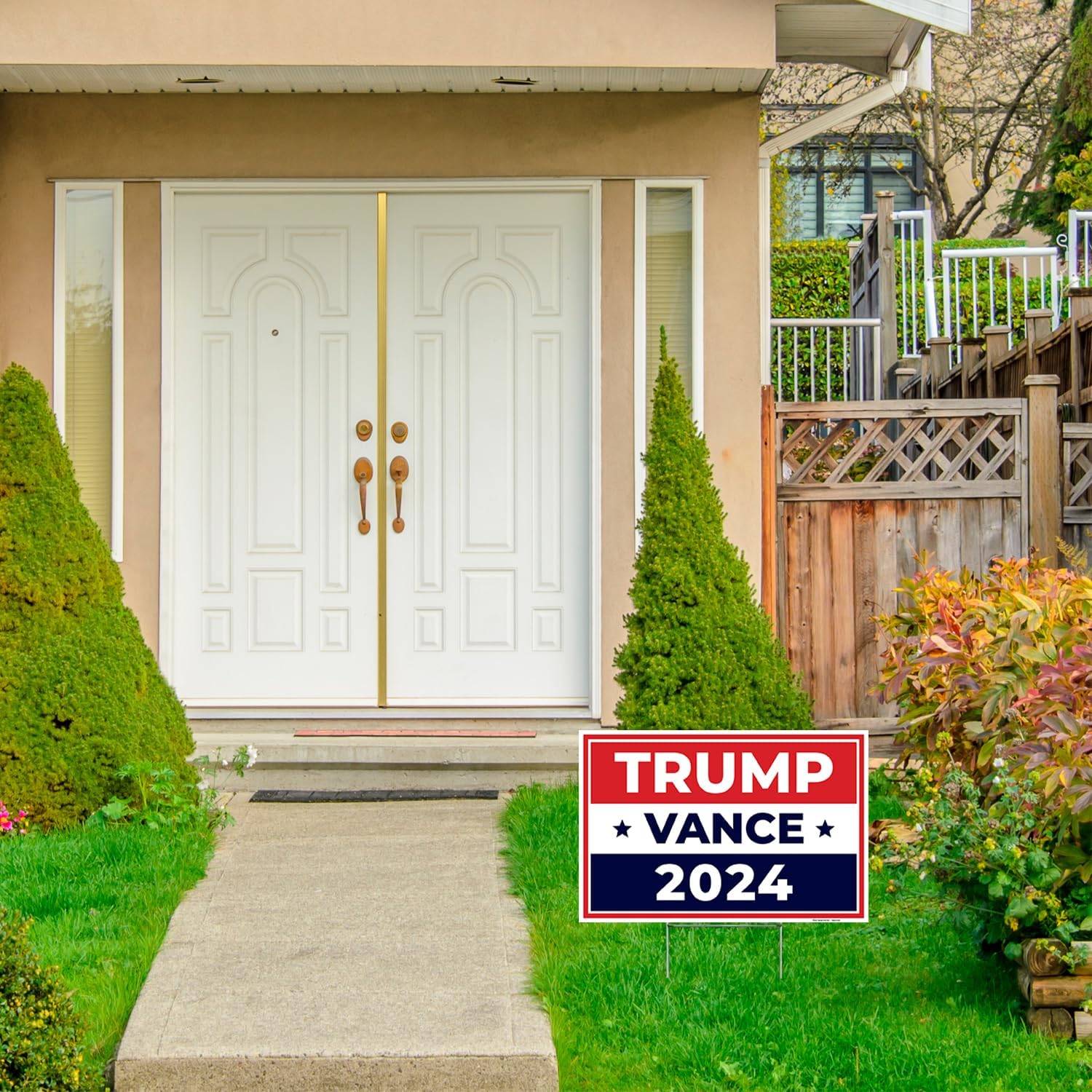Armo Trump JD Vance 2024 Yard Sign, Donald Trump Vance Republican Conservative 12x18 Inhes (3 Pack) Corrugated Plastic Double Sided with Metal H Stake Waterproof, Outdoor Lawn Signage, Made in USA