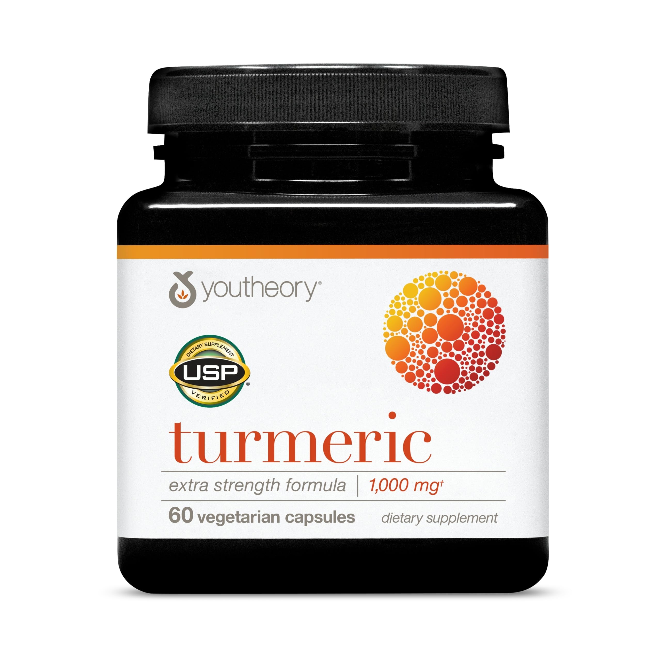 Youtheory Turmeric Extra Strength - 1,000 mg Turmeric Supplement - with 10 mg Black Pepper - Curcumin Joint Support - Soy, Dairy & Gluten Free (60 Capsules)