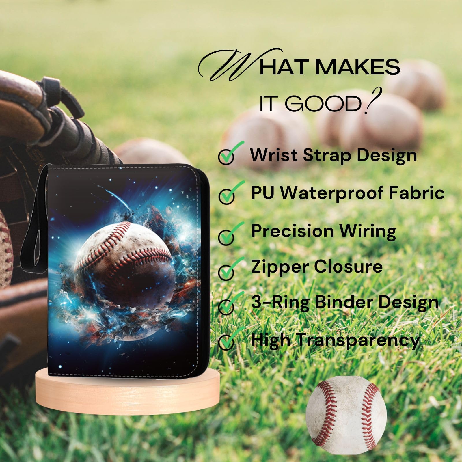 Baseball Card Binder 900 Pockets, Trading Card Collection Sports Card Binder with 50 Removable Sleeves, Double Sided Pocket Sport Card Holder PU Leather Collectible Trading Card Albums Storage