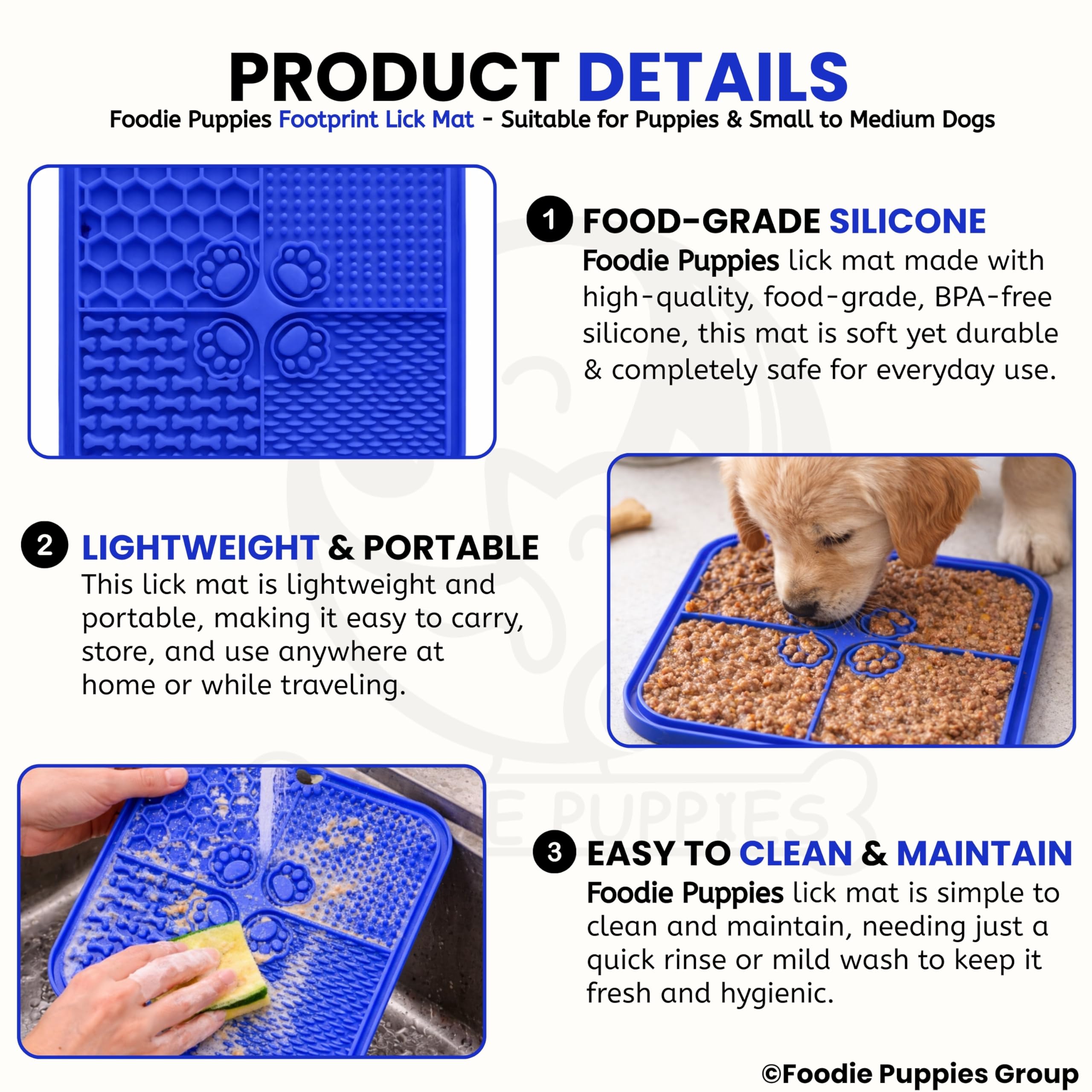 Foodie Puppies Pet Slow Feeding Licking Mat - (Footprint Lick Mat) for Dogs & Cats | Reduce Boredom Anxiety-Relief Silicone Lick Mat for Butter, Yogurt & Peanut Butter | Suitable for All Breeds Size 1