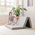 MLILY Tri-Fold Memory Foam Mattress, 4 inch Single Folding Mattress with Collapsible and Washable Cover, Travel and Guest Mat, 75