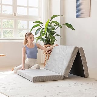 MLILY Tri-Fold Memory Foam Mattress, 4 inch Full Folding Mattress with Collapsible and Washable Cover, Travel and Guest Mat, 75