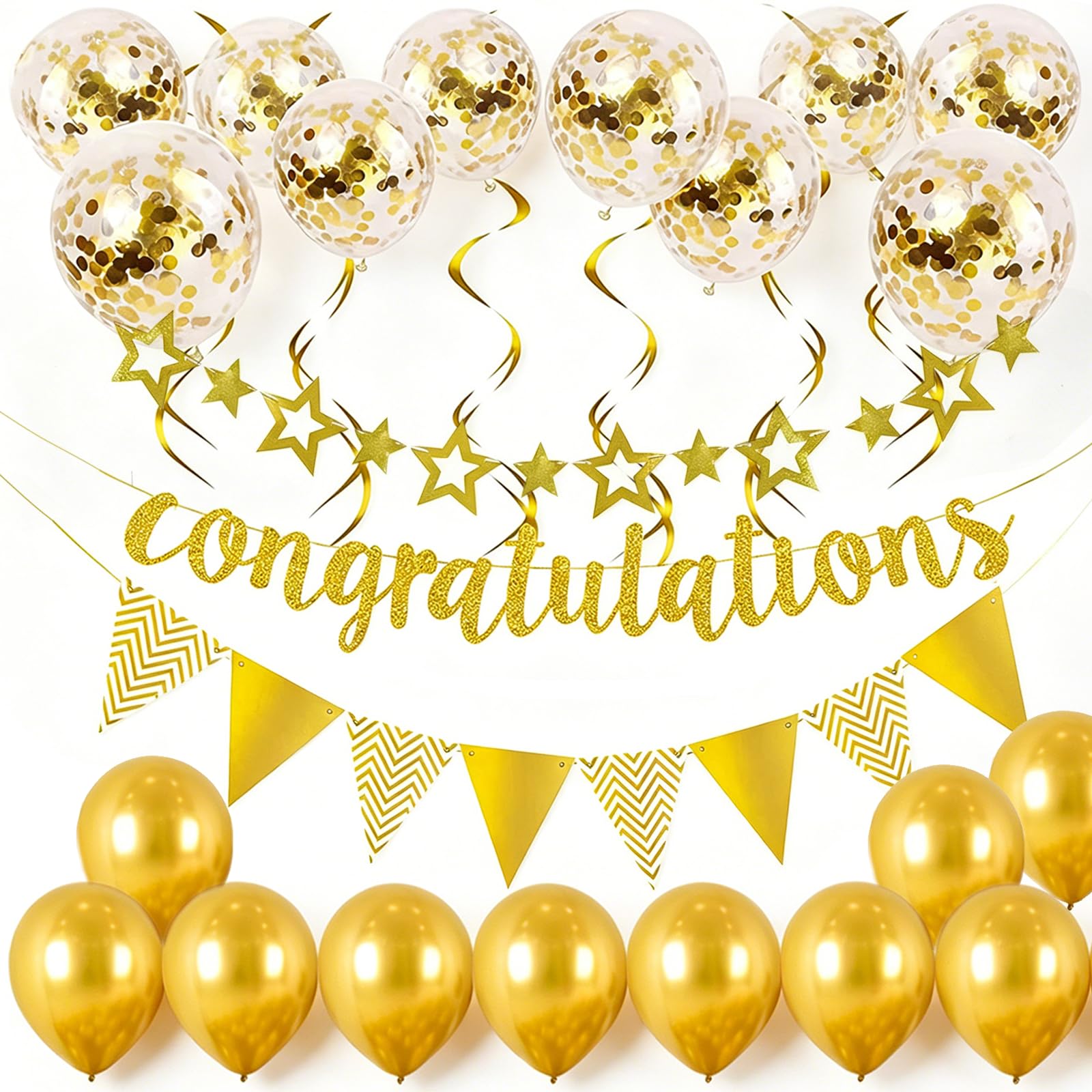 23PCS Gold Balloons and Congratulations Banner Set, 2styles Ballons Baloons