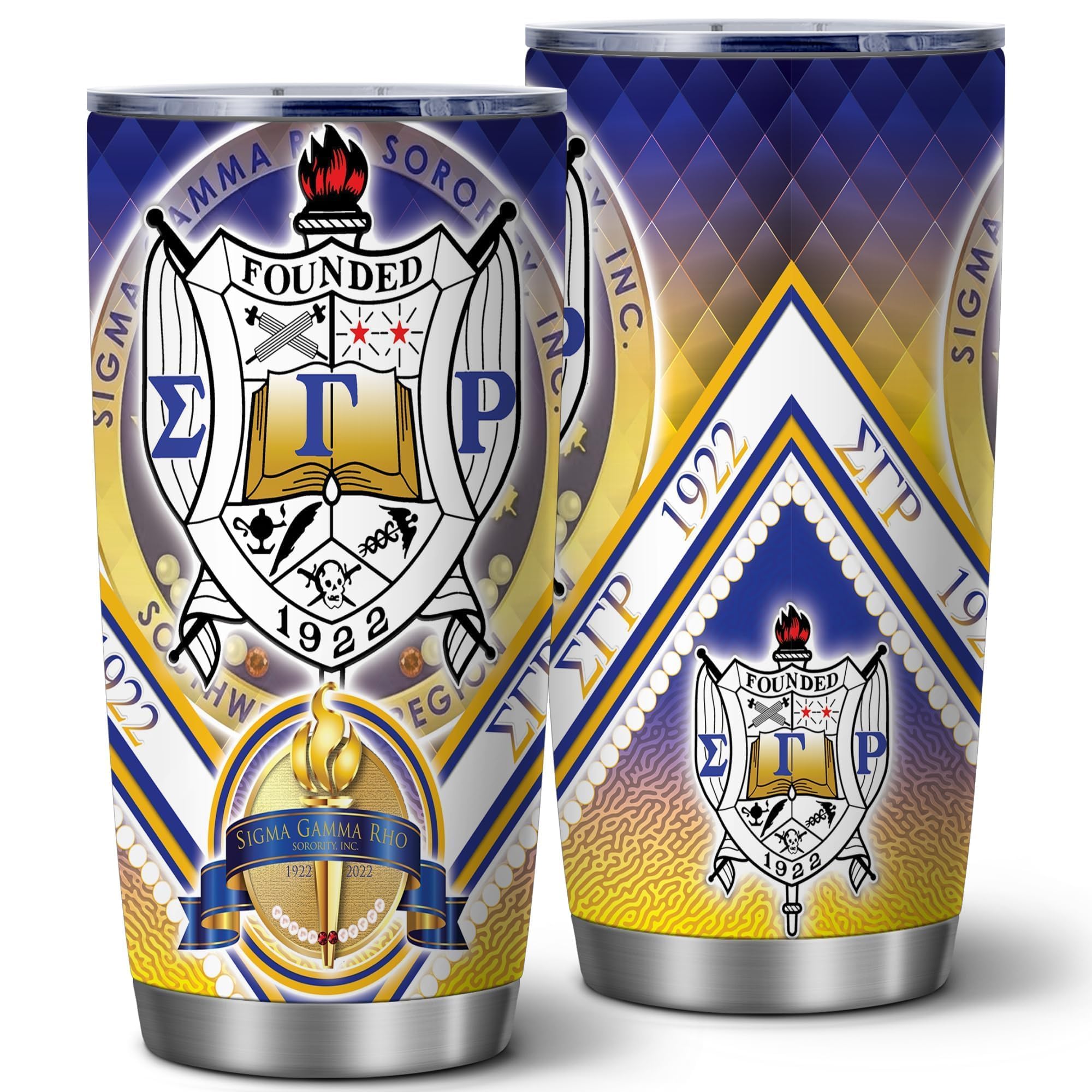 Sigma Gamma Rho Sorority Tumbler 20 Oz with Lid, Stainless Steel Insulated Travel Coffee Mug, Greek Life Sisterhood Gift for Women, Friends, Sorority