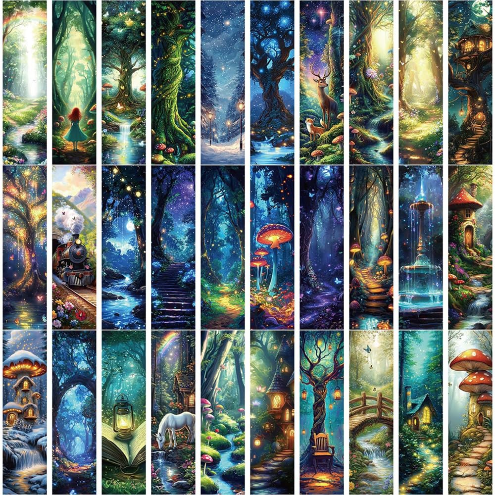 Meecaa 30 PCS Reading Bookmarks, Literary Art Paper Book Marks, Colorful Creative Book Accessories, Great Gifts for Book Lovers Woman Man, Students Reading Fans Reading Lovers (Mushrooms)