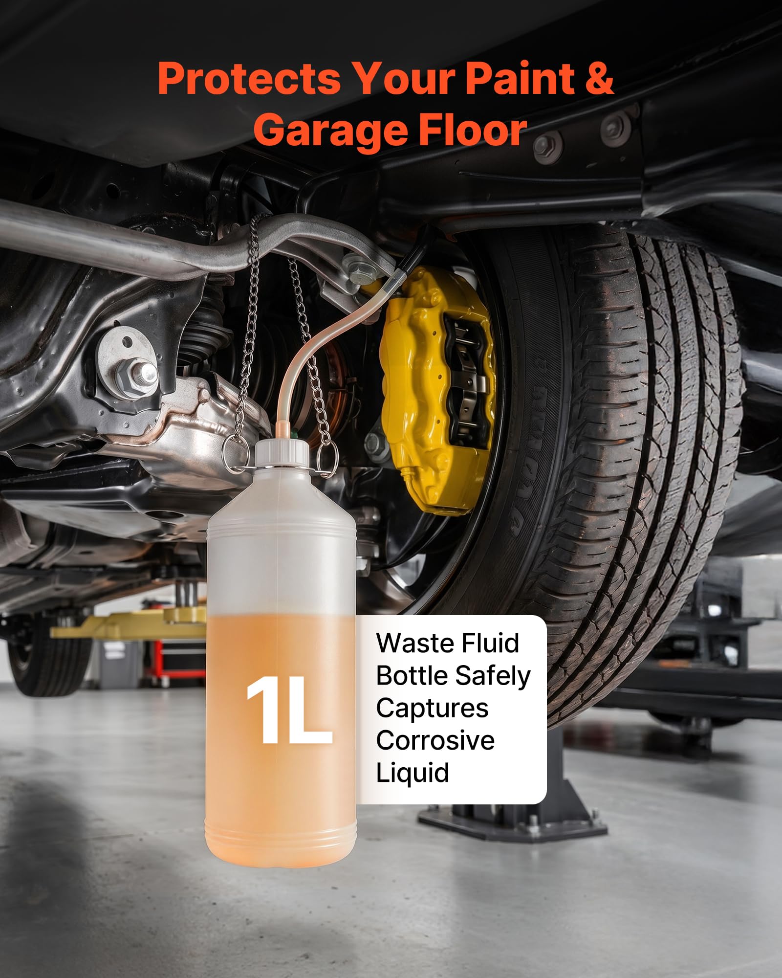 VEVOR Purgador de Frenos Manual 3 L, Kit de Purga de Frenos con 5 Adaptadores para Cilindro Maestro, Botella de Residuos de 1 L, Cambio de Líquido del Vehículo, Compatible con Mayoría de Vehículos