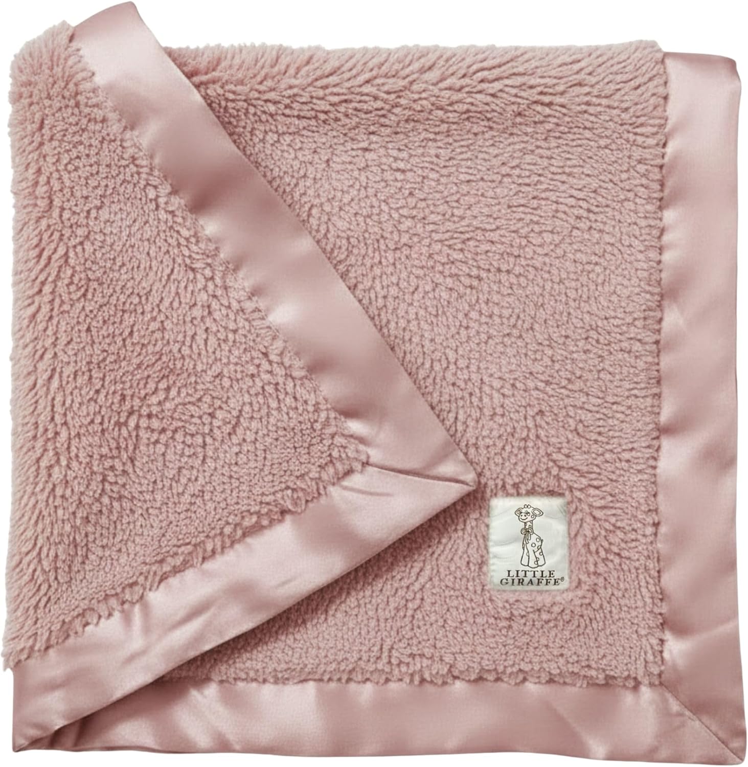 Little Giraffe Chenille Baby Blanket – 29x35” Soft Chenille with Satin Trim, Dusty Pink | Ultra-Soft, Gentle & Safe, Lightweight & Breathable for Newborns & Toddlers