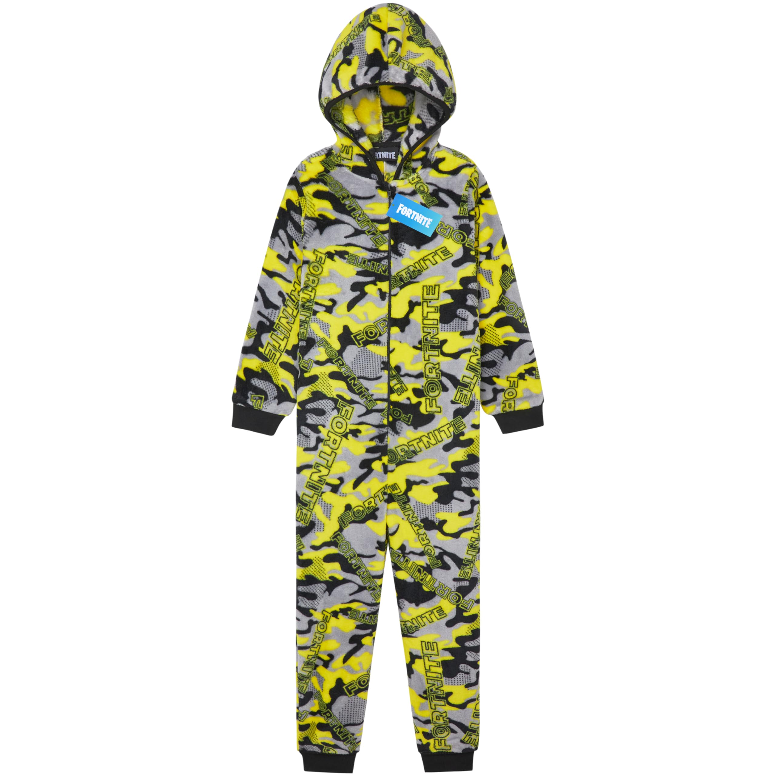 Get Trend Boys Yellow Camo Fortnite Fortnite Onesie For Teens 7-16 Years, Hooded Fleece Jumpsuit Pyjamas, Cosy Pjs Loungewear, Gamer Gifts For (15-16 Years, )