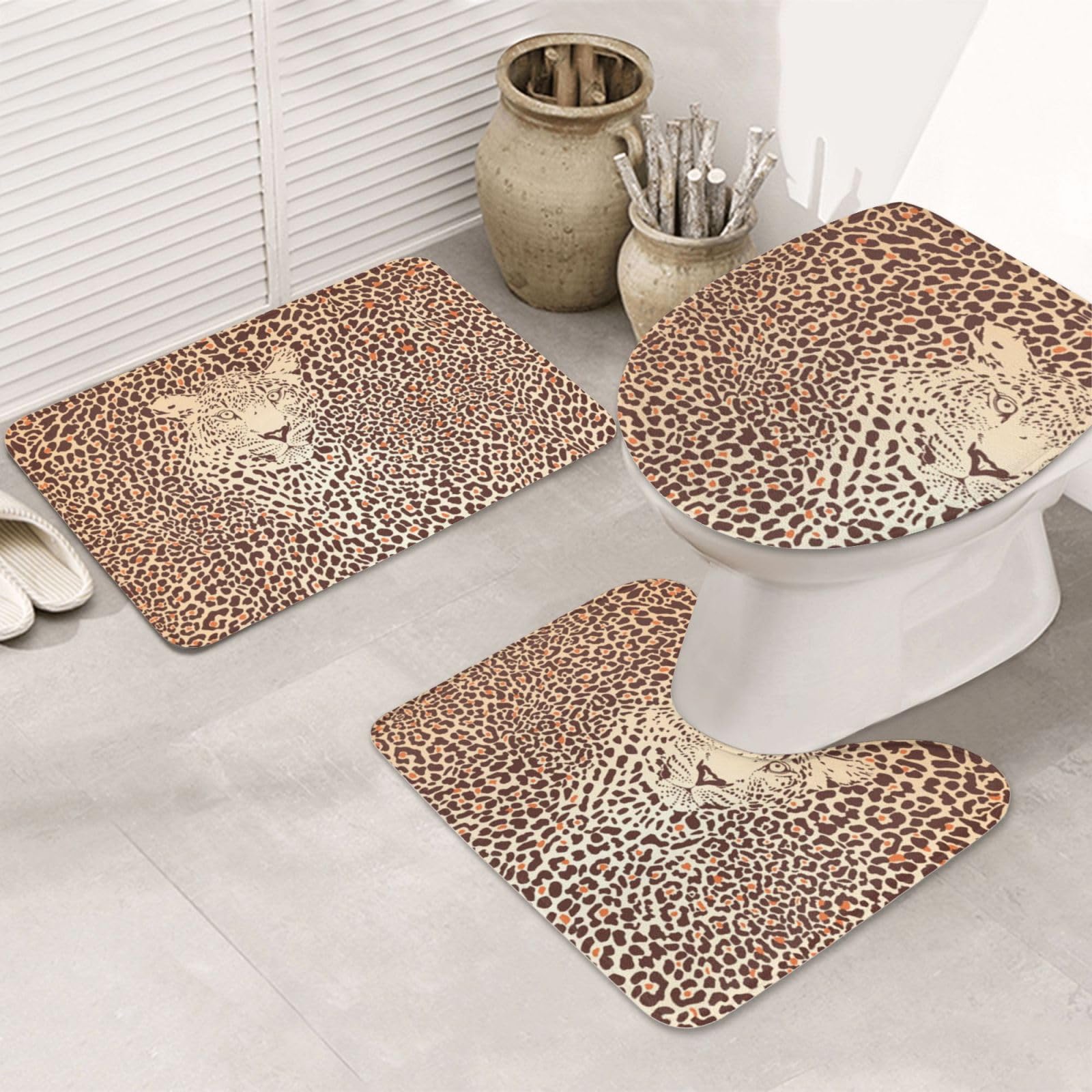 Tapis de bain antidérapant OUSIKA : évitez les glissades avec le style léopard