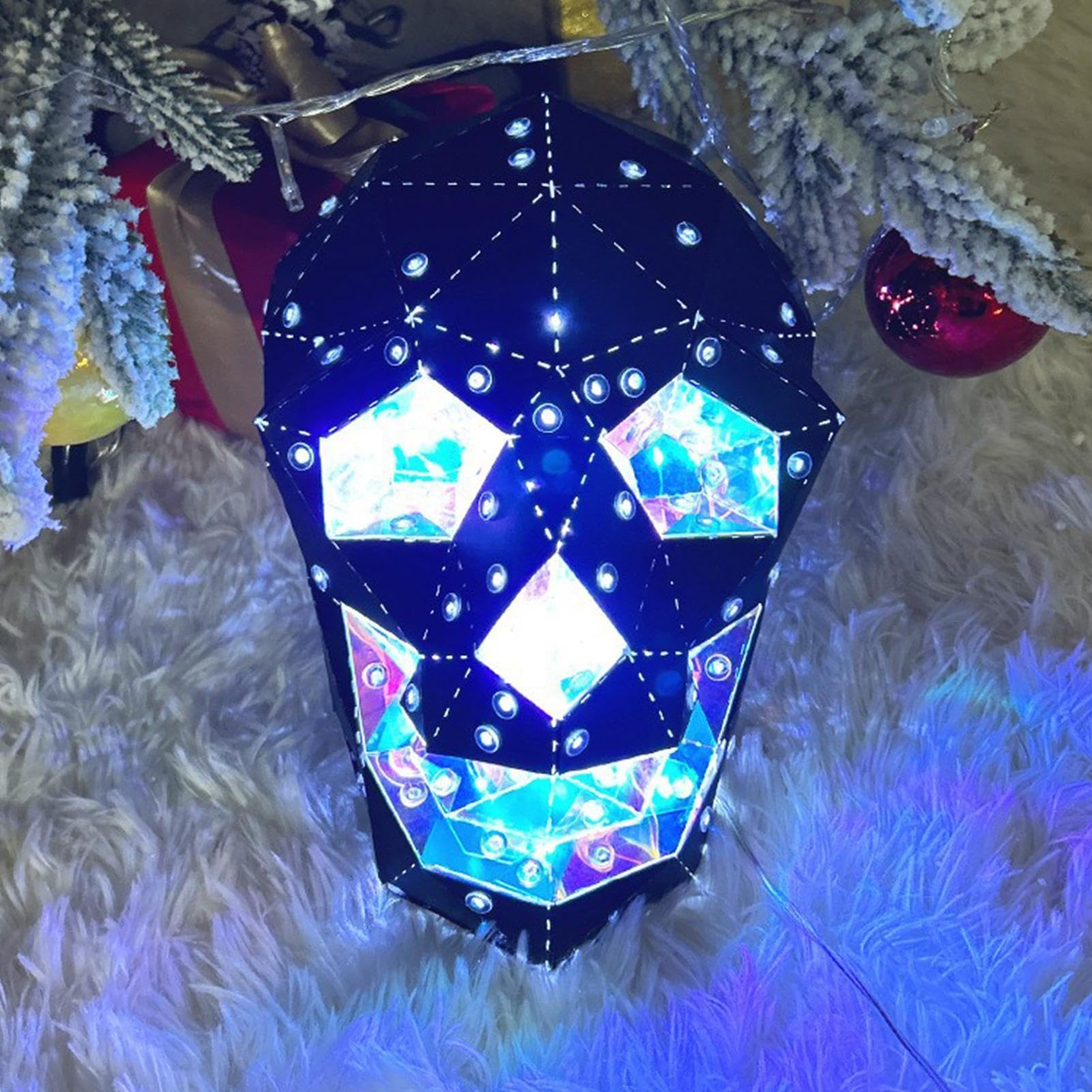 Lampada Teschio Forma Poligonale Prismatica LED Luce Decorazione Halloween