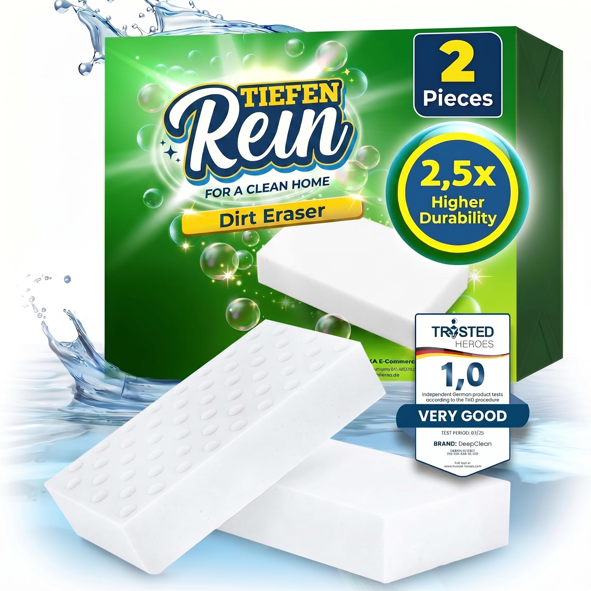 2 Pieces Magic Eraser Sponge for Cleaning – White Magic Sponge, Cleaning Sponge Set for Walls & Kitchen Cleaner, Magic Erasers Cleaning Sponges, Wall Cleaner, Shoe Eraser, Household Essentials