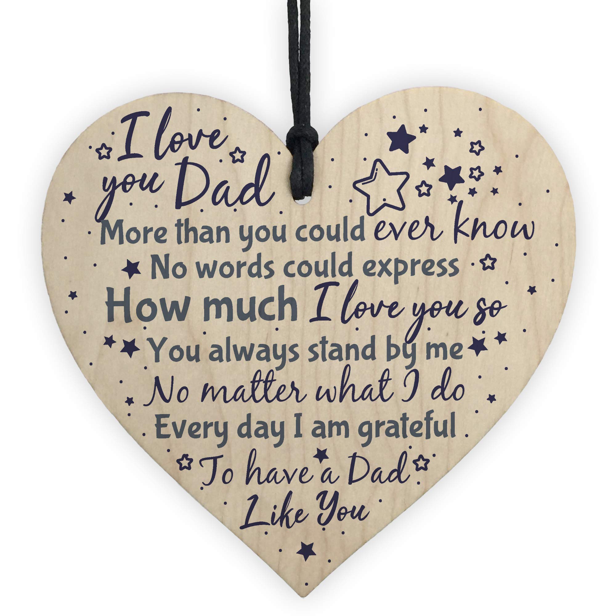 RED OCEAN Love You DAD Daddy Handmade Wooden Hanging Heart Plaque Birthday Christmas For Dad Father