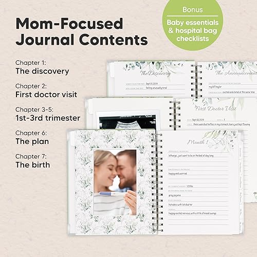Miniatura 3 de Diario de embarazo para madres primerizas, 90 páginas, libro de recuerdos de embarazo de tapa dura, hermoso y lindo libro de recuerdos, libro de