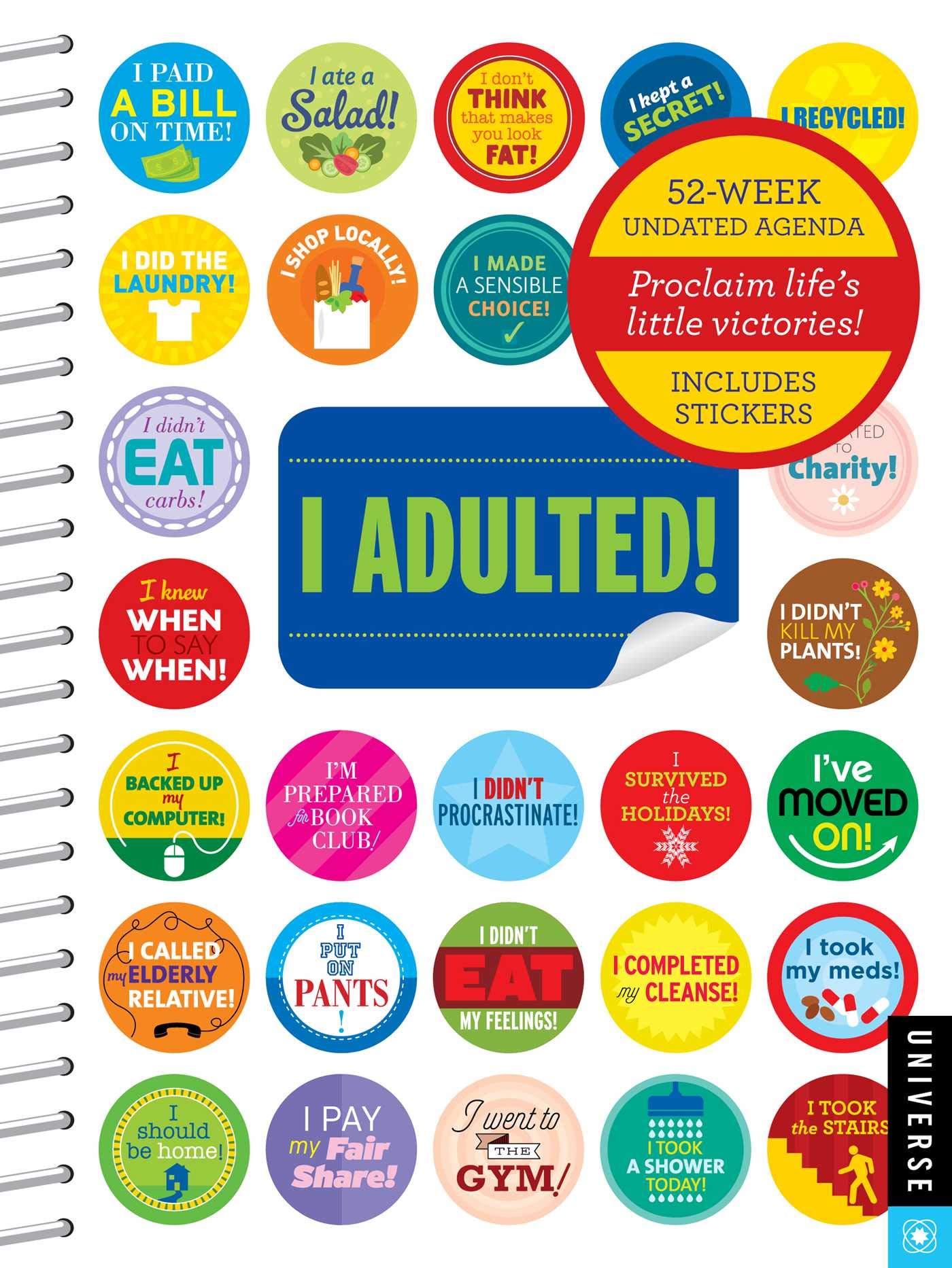 I Adulted! Agenda Undated Calendar: Stickers for Grown-Ups