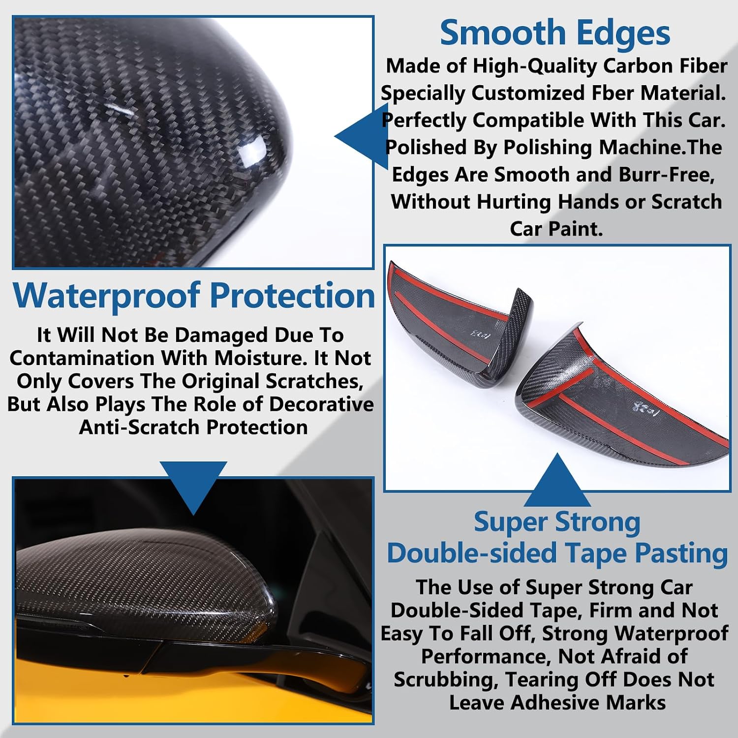 Car Side Door Mirror Cap Cover Compatible with Lotus Emira V6 GT4 I4 2020-2024,Exterior Side Rearview Mirror Anti-Scratch Cover Protector Shell Housing Trim Accessories 2PCS (Black Carbon)