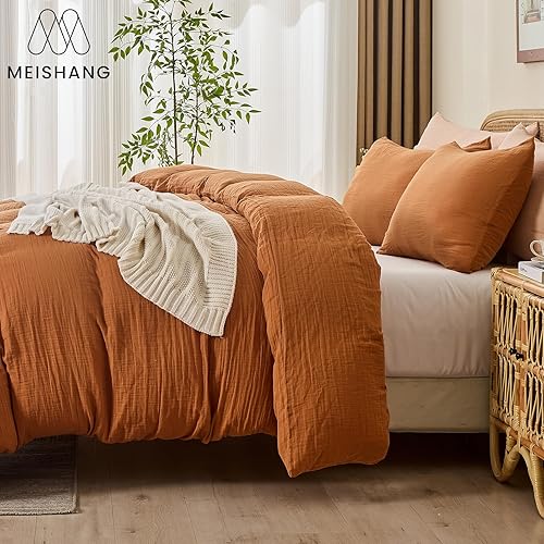 Miniatura 8 de MEISHANG Juego de funda de edredón tamaño King, 100% rayón derivado del bambú, juego de funda de edredón de lujo sedoso y refrescante para personas
