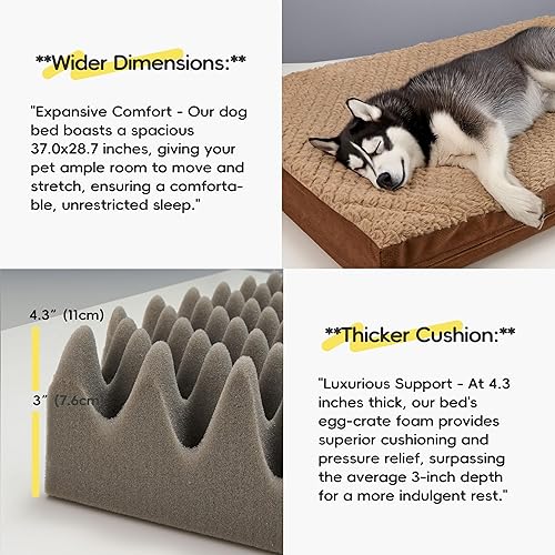 Miniatura 7 de Sytopia Cama lavable indestructible para perros grandes de 37 pulgadas – Felpa de doble cara, impermeable, funda extraíble, soporte ortopédico