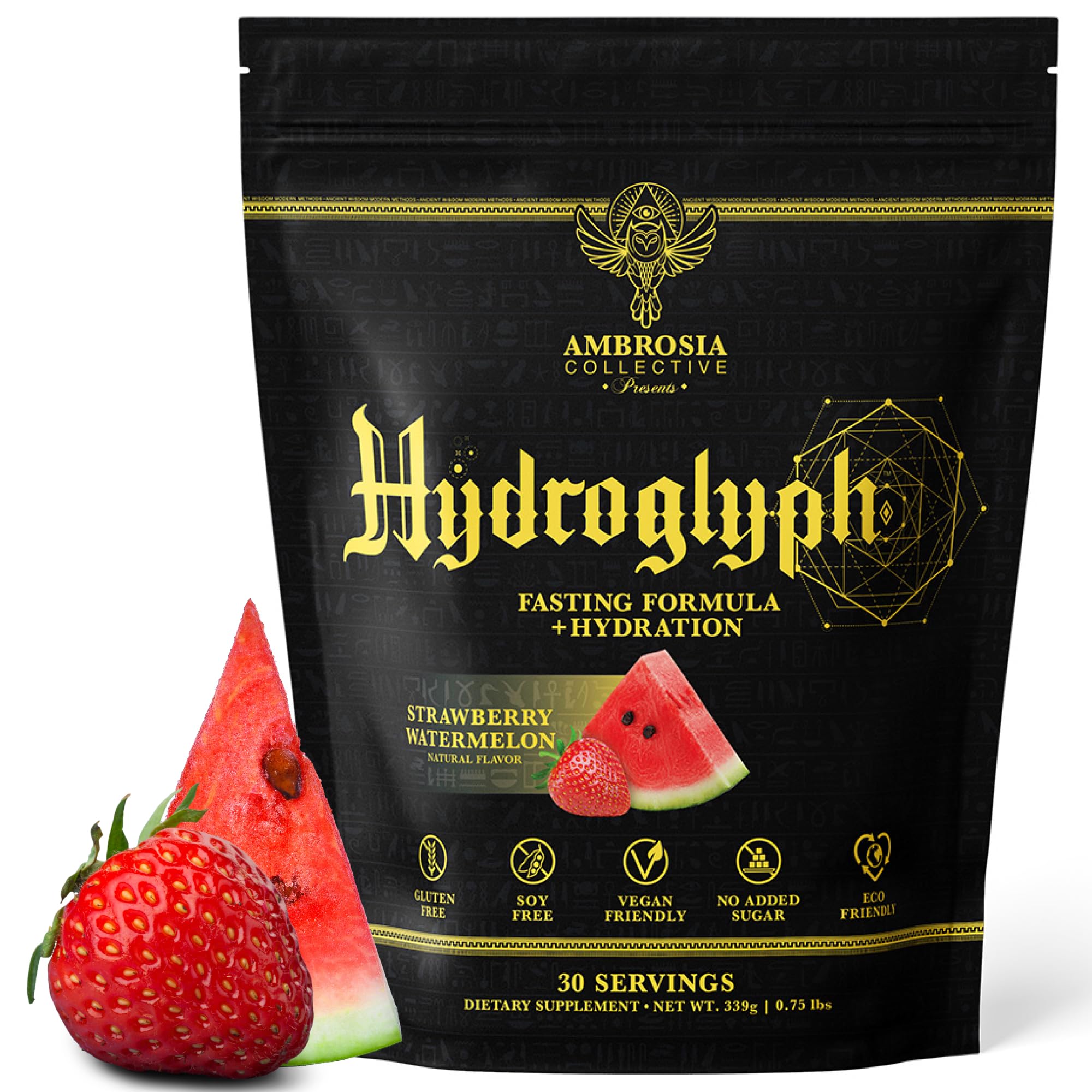 - Hydroglyph Intraworkout Electrolytes Hydration Drink Mix | Sugar Free Electrolyte Powder with Amino Acids | Supports Lean Muscle During Fasting | 30 Servings | Strawberry Watermelon