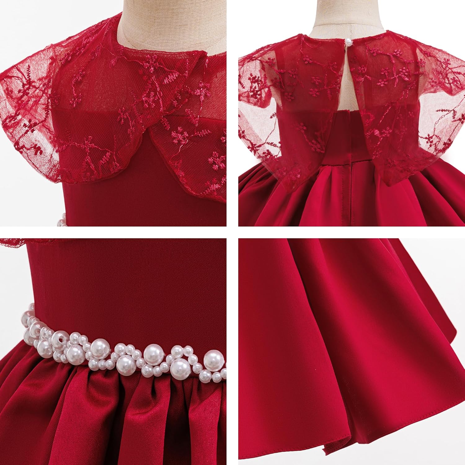 Toddler Baby Flower Girl Dress Wedding Pageant Birthday Party Lace Embroidered Formal Ball Gown Dresses