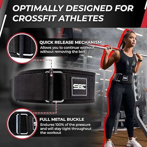 Miniatura 2 de Sonoma - Cinturón de levantamiento de pesas de nailon de 4 pulgadas de ancho, cinturón de levantamiento de pesas de doble bloqueo para hombres y