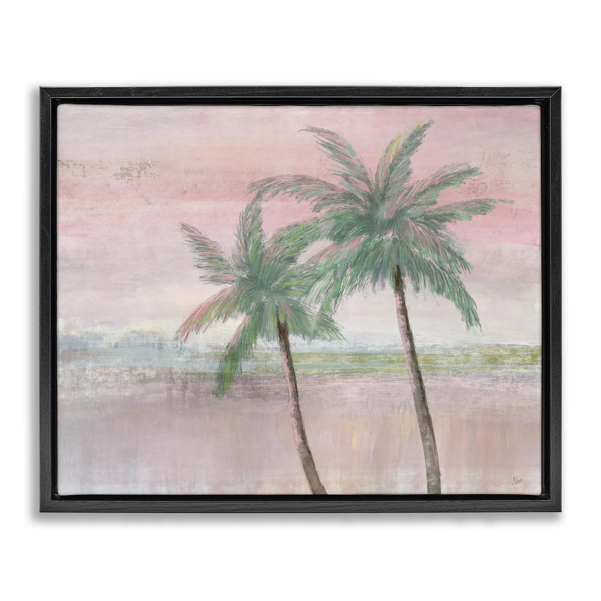 Stupell Industries Jet Black (Matte) 'Sunset Palms At Dusk'| Floating Frame Canvas Art