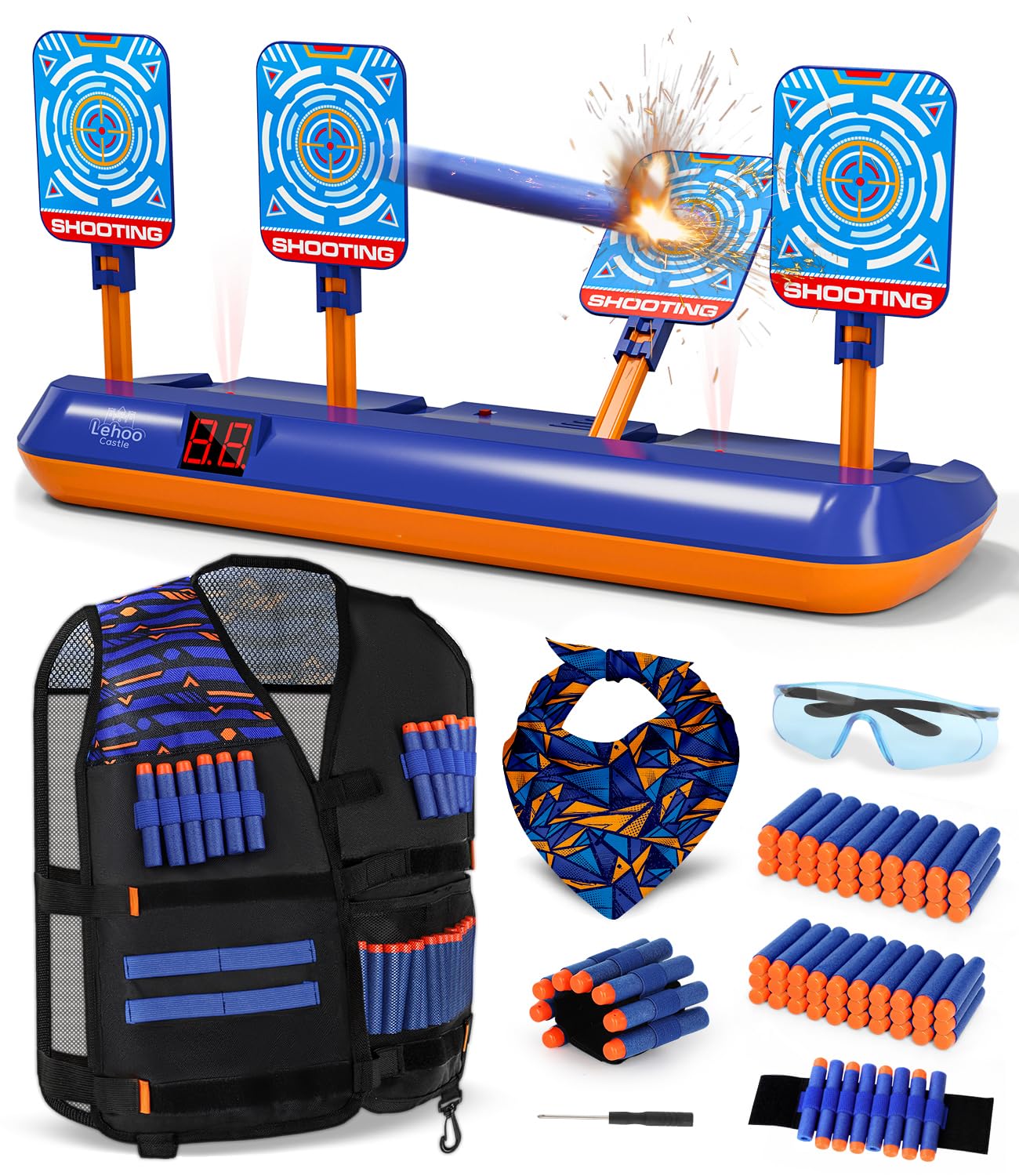 Lehoo Castle Auto-Reset Electronic Shooting Target for Nerf Gun, Blue