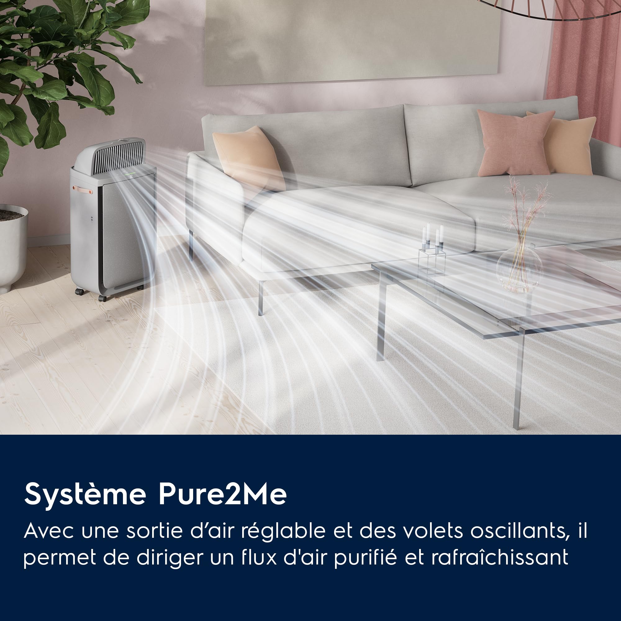 Electrolux Pure Multi 700, Purificateur d'air, Connecté Wi-FI, Fonction Ventilateur, Air Pur Filtration HEPA en 4 étapes, 73m2 Max, Silencieux, EPU72571UG, Gris Clair
