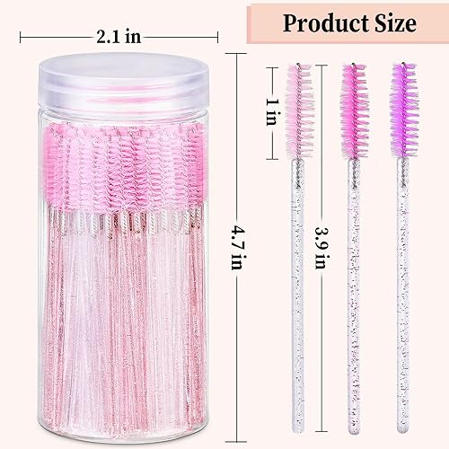 Miniatura 6 de 300 cepillos de pestañas desechables de 3 colores con 3 contenedores, carretes para extensiones de pestañas, varitas de rímel de cristal, cepillos