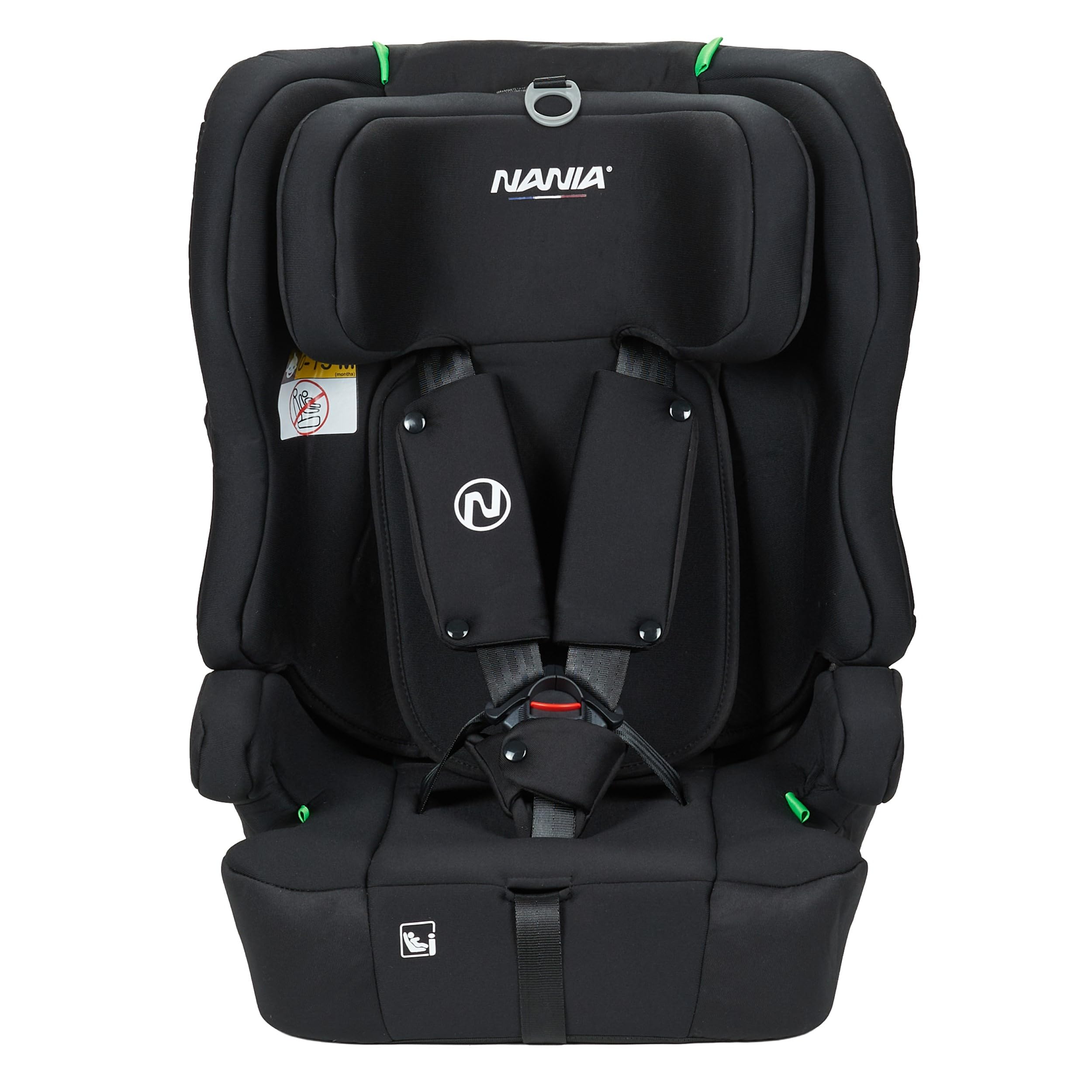 Nania Seggiolino Auto per bambini Rio I-size 76-150 cm - Gruppo 1/2/3 da 9 a 36 kg, 15 mesi a 12 anni, poggiatesta regolabile, imbracatura di sicurezza,fodera rimovibile - fissaggio a cintura