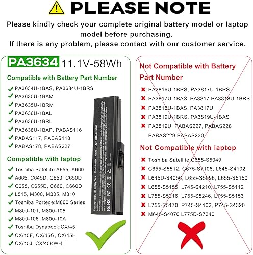Miniatura 2 de Fancy Buying PABAS228 - Batería para portátil Toshiba Satellite T100 Serie T110 Satélite T110-00D Satélite T110-107 Satélite T110-10J Satélite