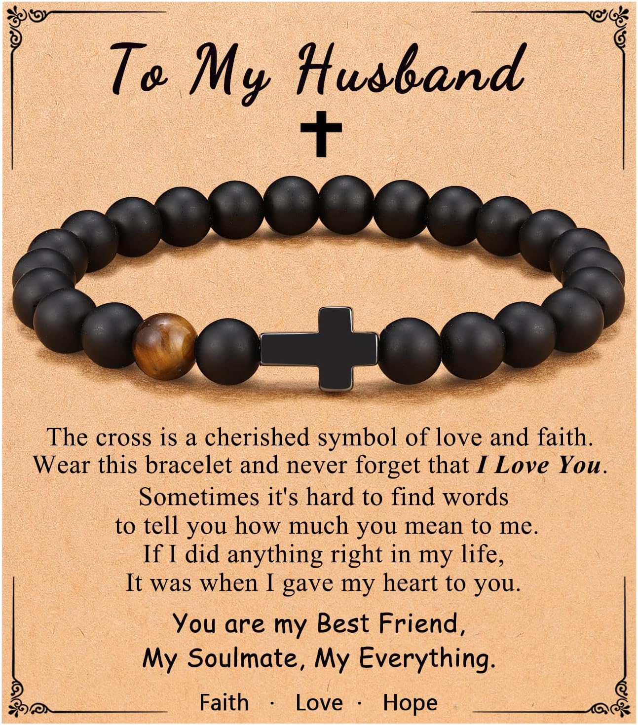 ORISPRETo Mens Boys Gifts Cross Bracelet for Son, Grandson, Dad, Husband, Godfather, Men - Birthday Graduation Retirement Christmas Christian Gift for Teens Boys Men