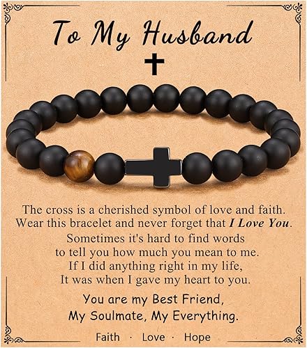 To Mens Gifts Cross Bracelet - Pearl Anniversary Gifts For Him