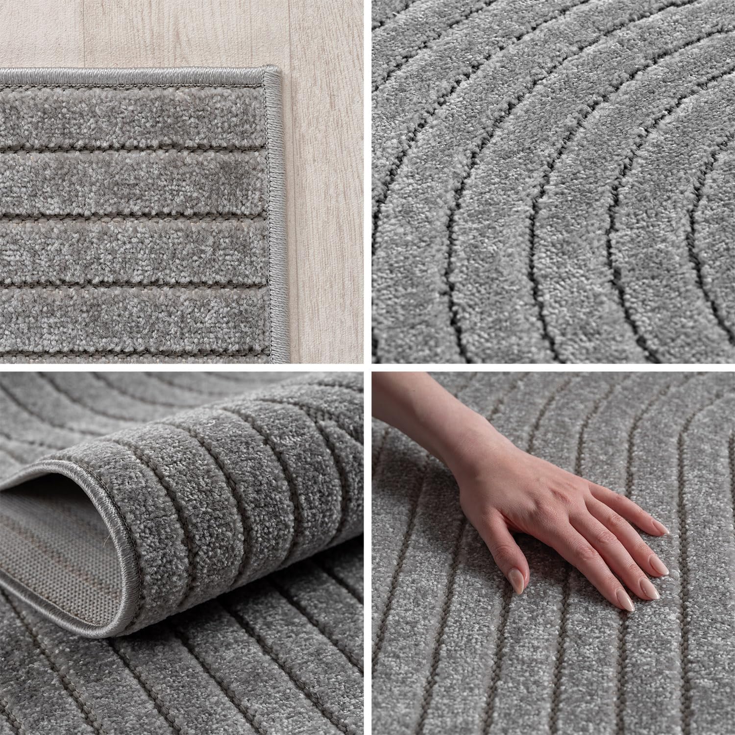 Carpettex Tapis extérieur résistant à la Pluie pour Salon, Chambre, véranda - Poils Courts Gris, Effet Relief, Doux et Lavable, Adapté à l'Extérieur, 200x290 cm