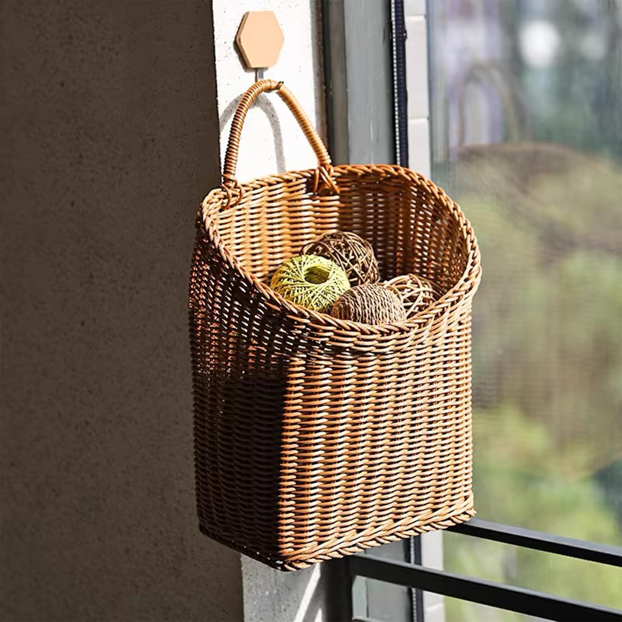 Cabilock Panier Suspendu Tissé - Ensemble De Décoration Murale Avec Rangement - Idéal Pour La Salle De Bain Et Le Salon - 2 Pièces