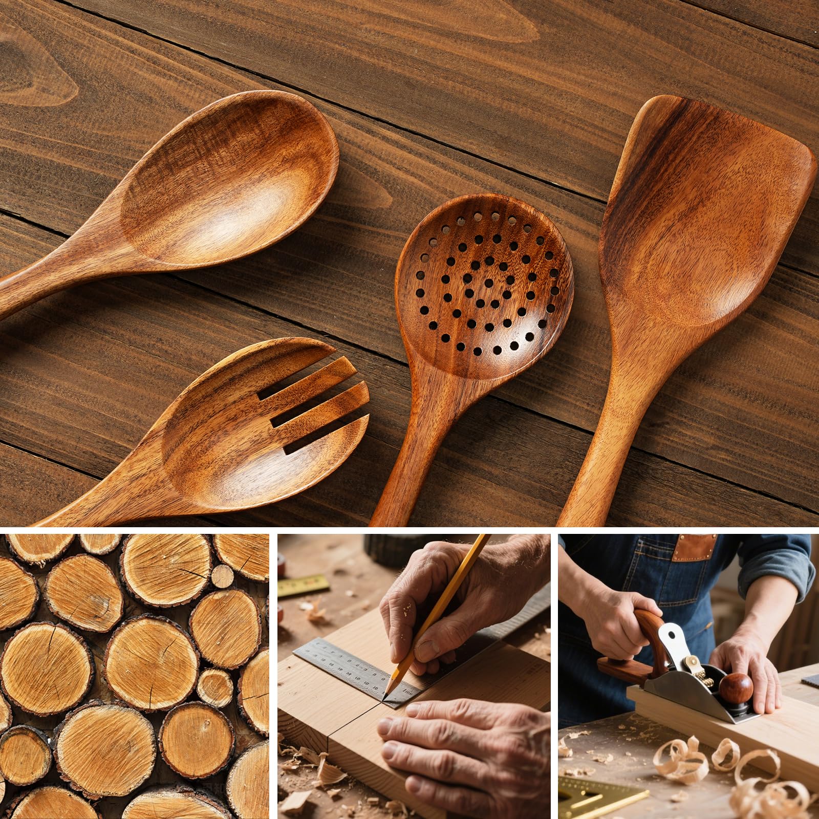 Teak Wooden Utensil Set - 10 Pcs -5 Teak Wooden Utensil Set - 10 Pcs -5