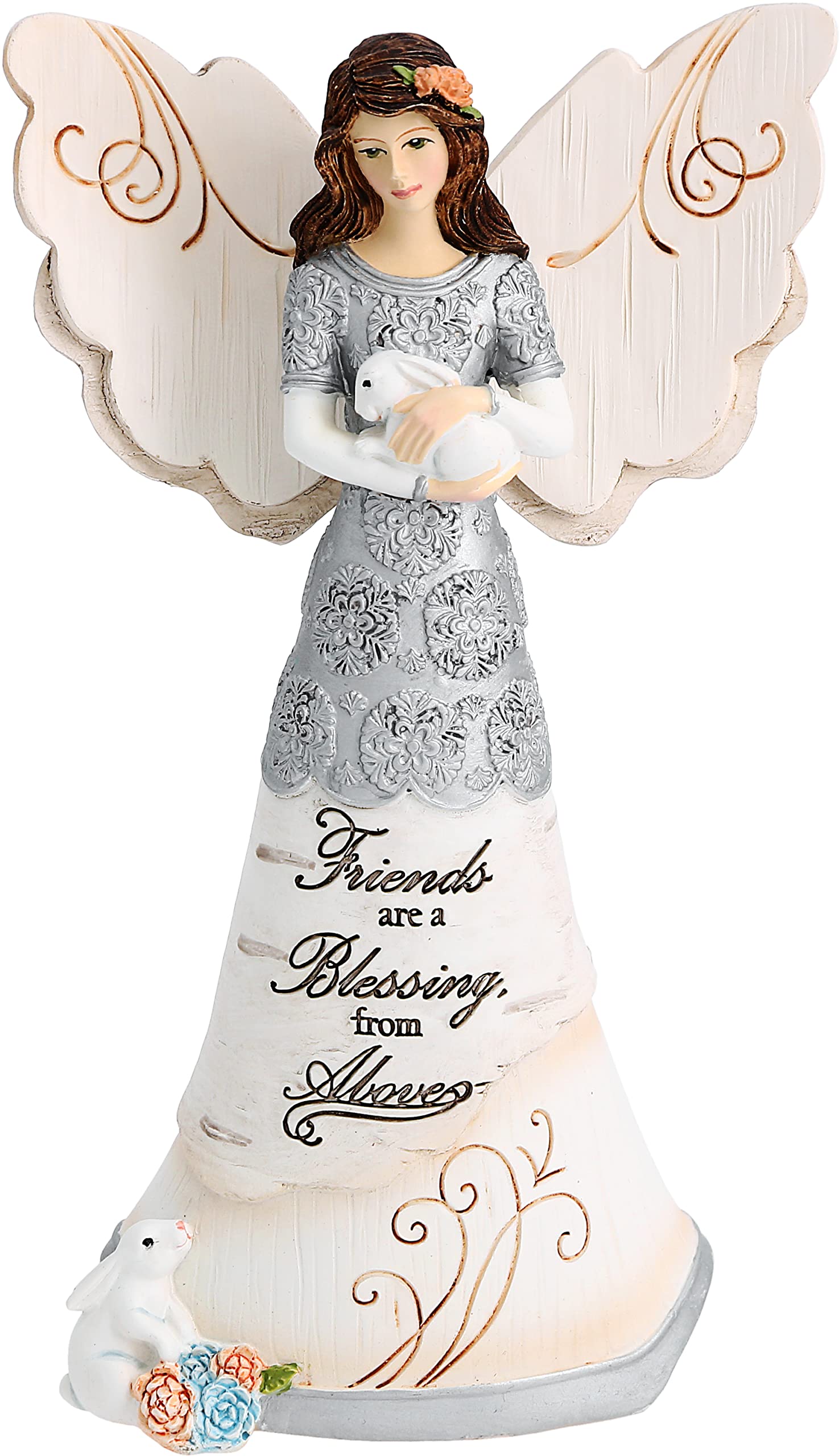 Pavilion Gift CompanyElements 82313 Friends are a Blessing Collectible Figurine, Angel Holding Bunny, 6-Inch