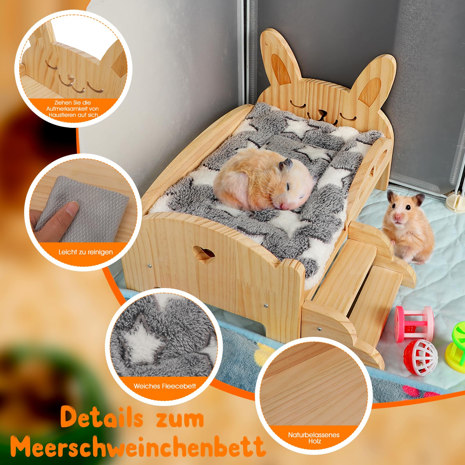 Yulejo 6 Stück Meerschweinchen-Bett – Plüschmatten Für Kleintiere Mit Reinigungszubehör