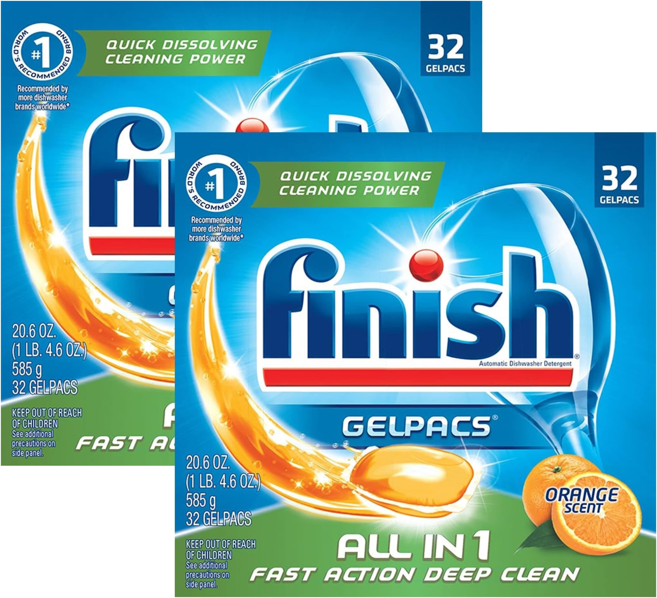 Finish All in 1 Gelpacs Orange, Dishwasher Detergent
