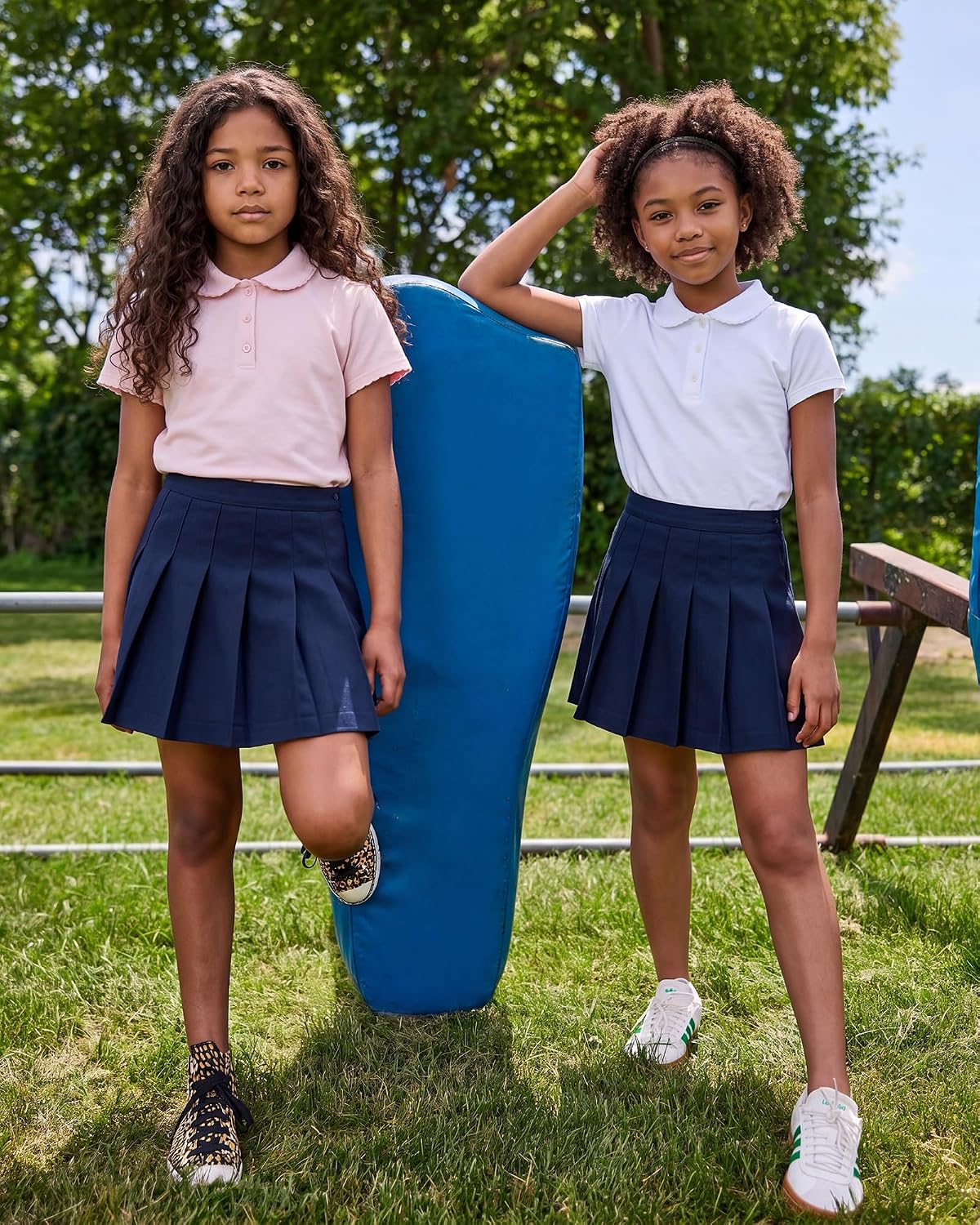 Stelle Girls Peter Pan Collar Shirts Short Sleeve School Uniform Tops Polo Shirt Ruffle Cotton Pique Summer Tees for Kids