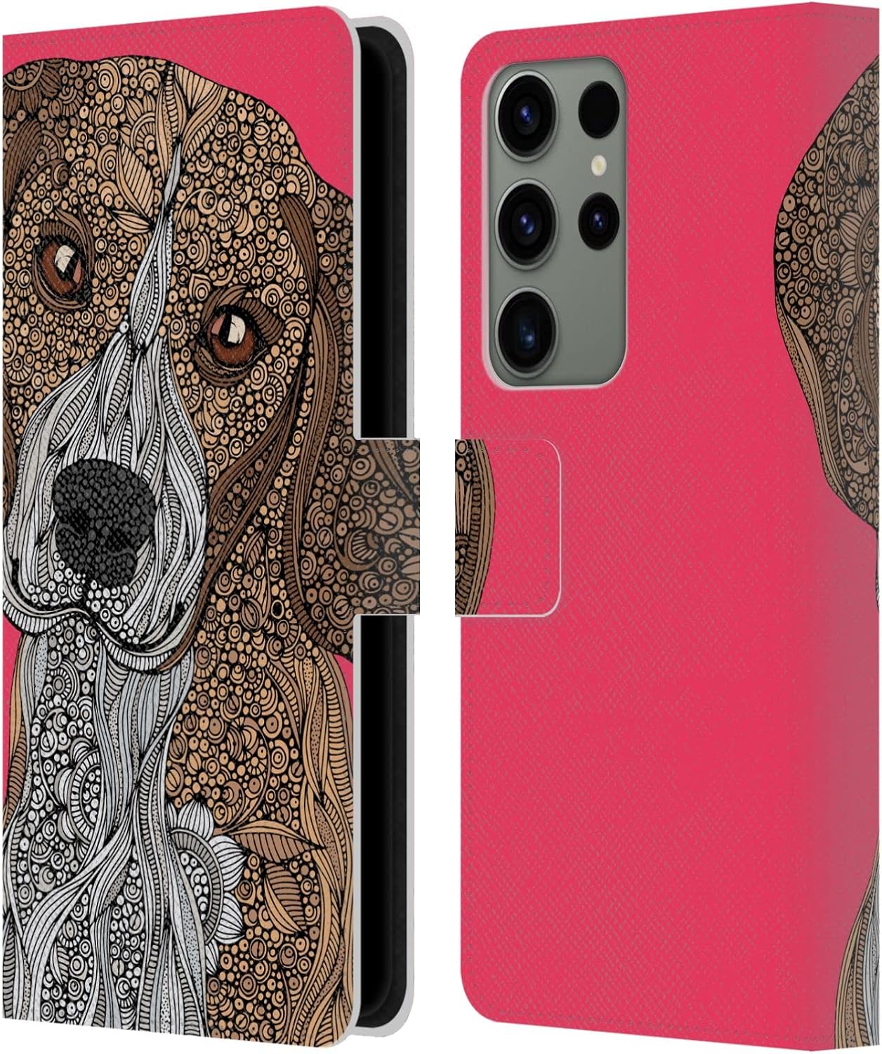 Head Case Designs Officially Licensed Valentina Beagle Dogs Leather Wallet Case Compatible with Samsung Galaxy S23 Ultra 5G