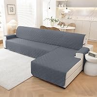 Ystyle 100% vízálló L alakú kanapévédő 4 személyes fordítható sarokkanapéhoz - L Form 4 Sitzer (L 280 CM), Darkgray 2
