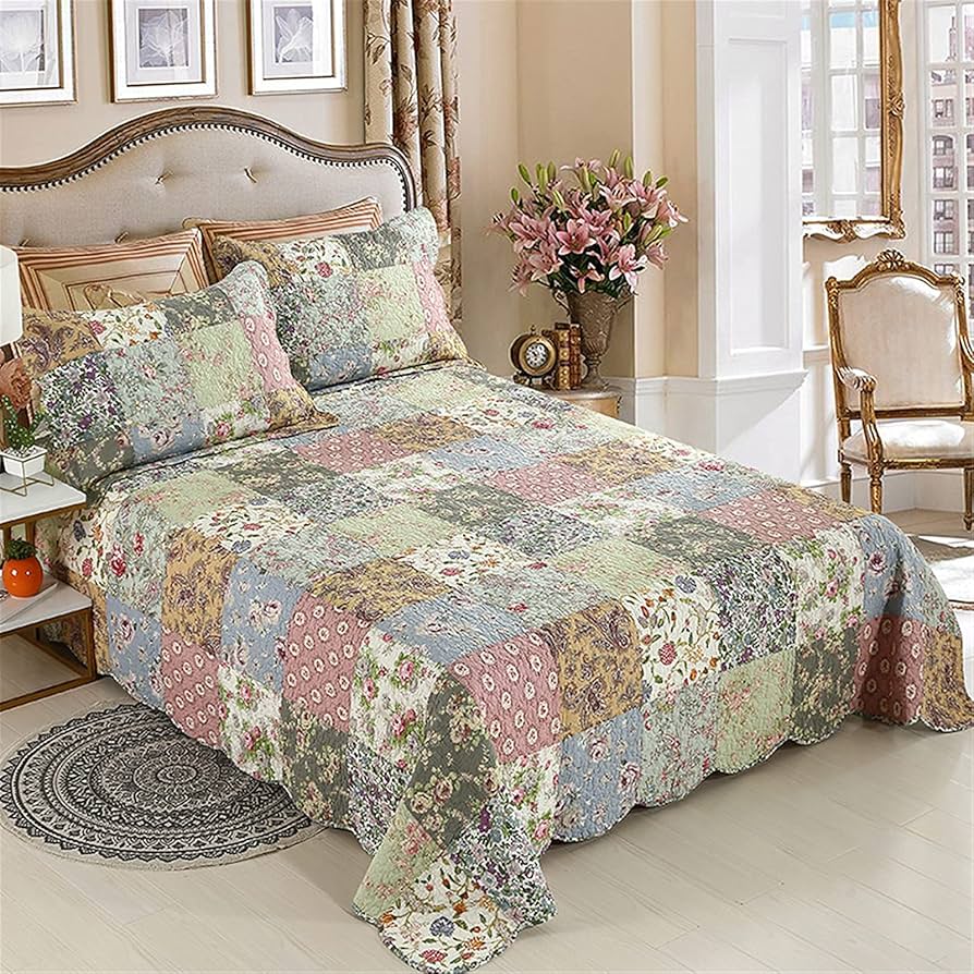 パッチワークコットンキルト ベッドカバーサイズ Amazon｜パッチワーク キルト ベッドスロー コットン