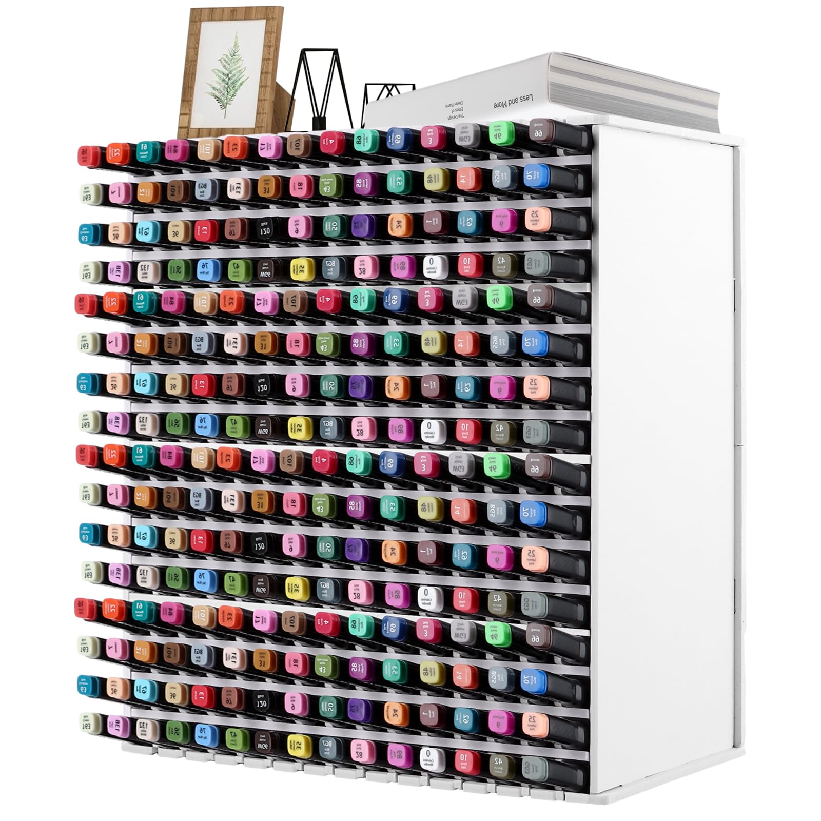 Rangement Feutres 240 Trous Blanc, Rangement Bureau 36,5 x 35 x 13 cm en PVC 5 mm, Porte Crayon Bureau avec Vis et Tournevis pour Artiste Atelier
