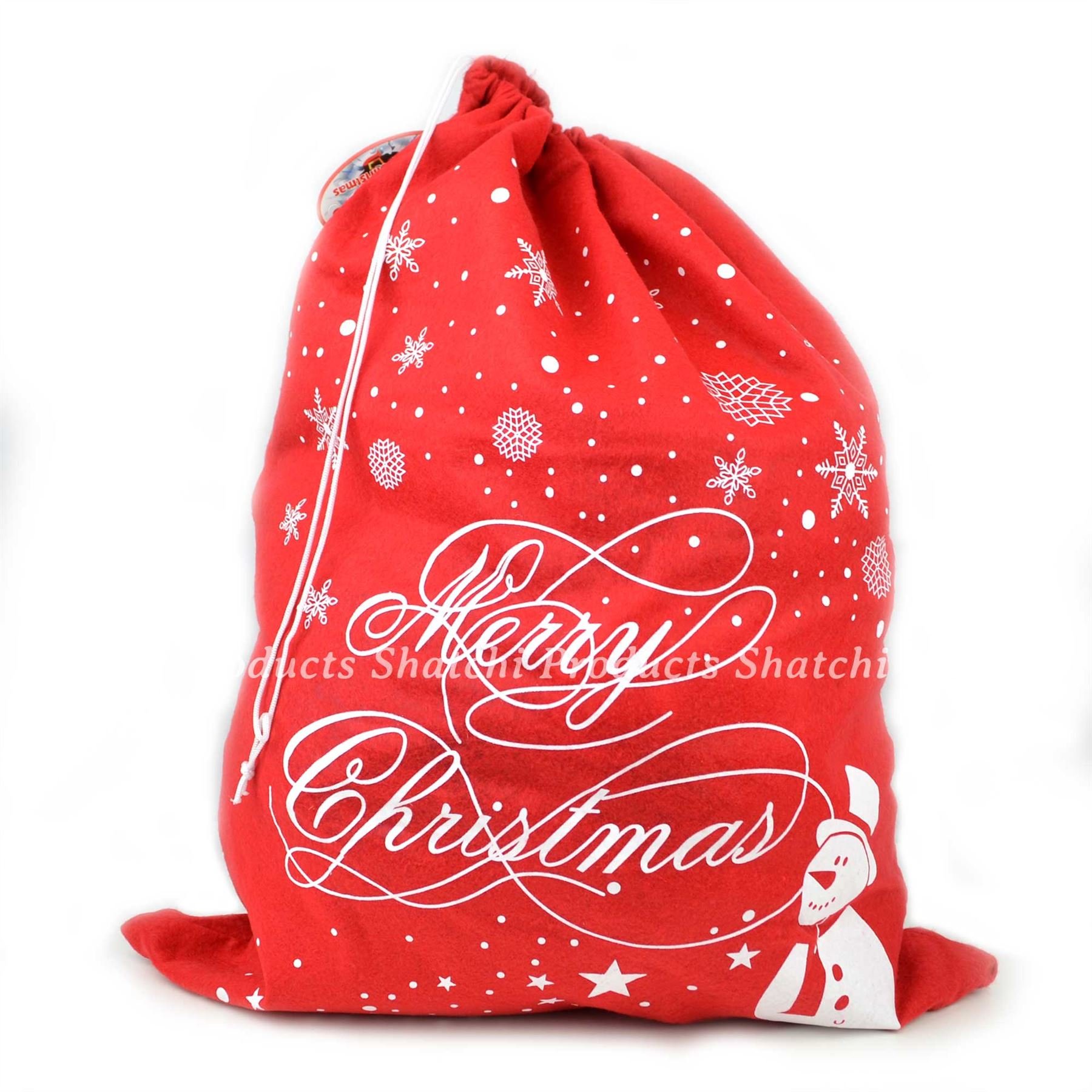 Shatchi Snowman & Snowflake 1Pc - 46 X 60Cm Large Christmas Santa Sack Snowflake Snowman Merry Christmas Printed Stocking Xmas Gifts Bags For Kids, Jumbo Father Christmas Santa Clause Costume Accessories