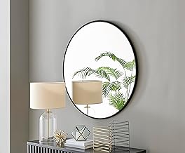 Furniturebox UK Emma Extra Large 100cm Round Black Metal Wall Mirror, Living Room, Hallway, Dining Room - Stylish, Modern Circle Mirror