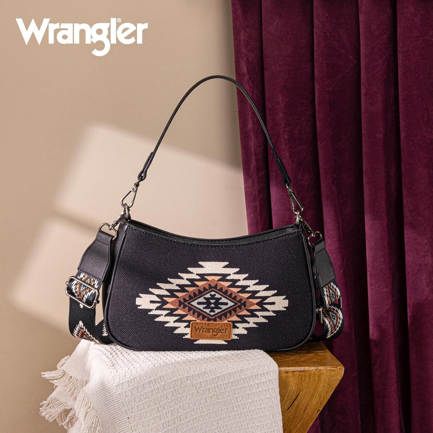 Wrangler Western Shoulder Bag for Women Small Purse Aztec Hobo Bag HandBag with Detachable Strap - Image 3