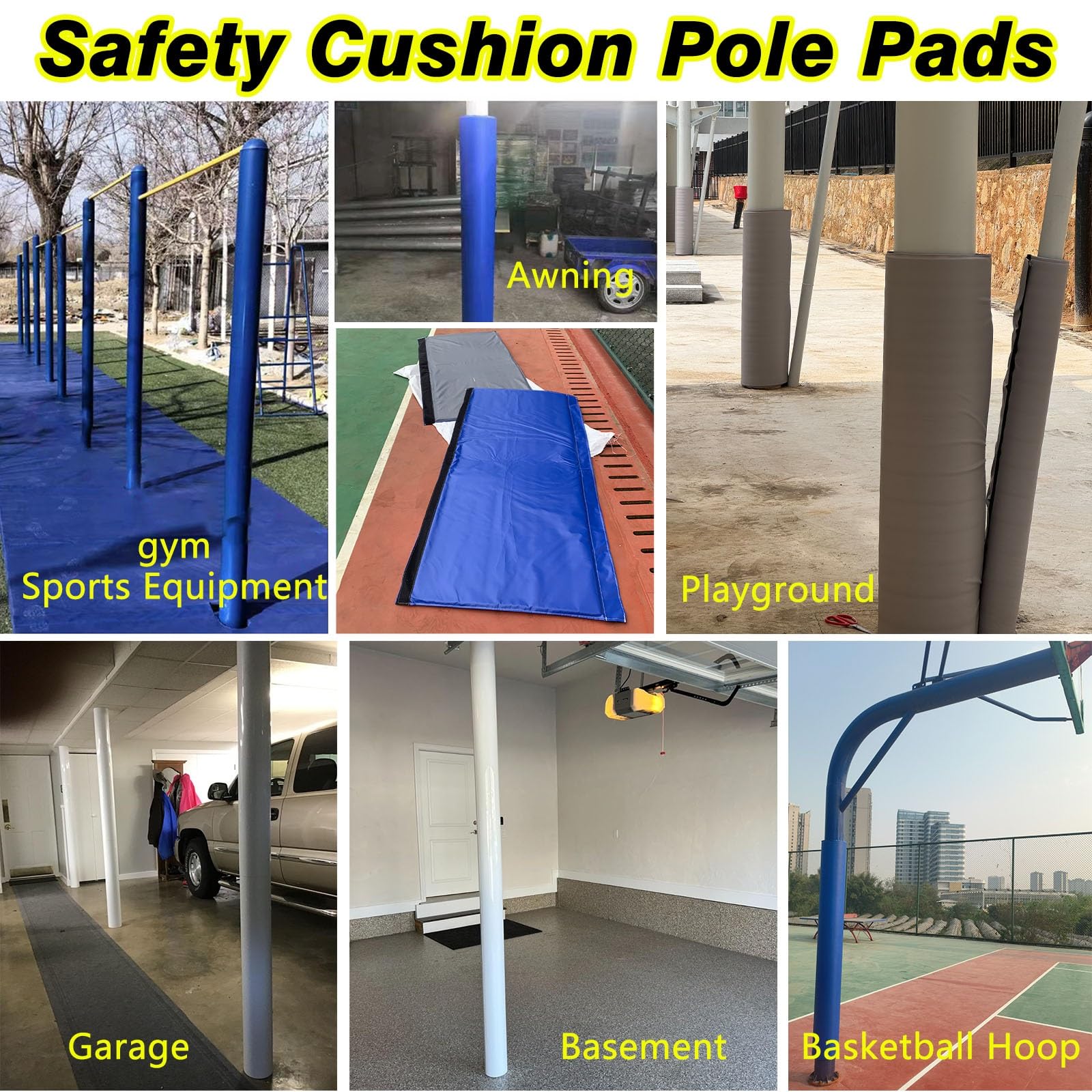 Tapa para poste de baloncesto, protector anticolisión, se adapta a columnas redondas de 5 cm a 30 cm, acolchado de espuma para todo tipo de clima, repuesto para mayor seguridad