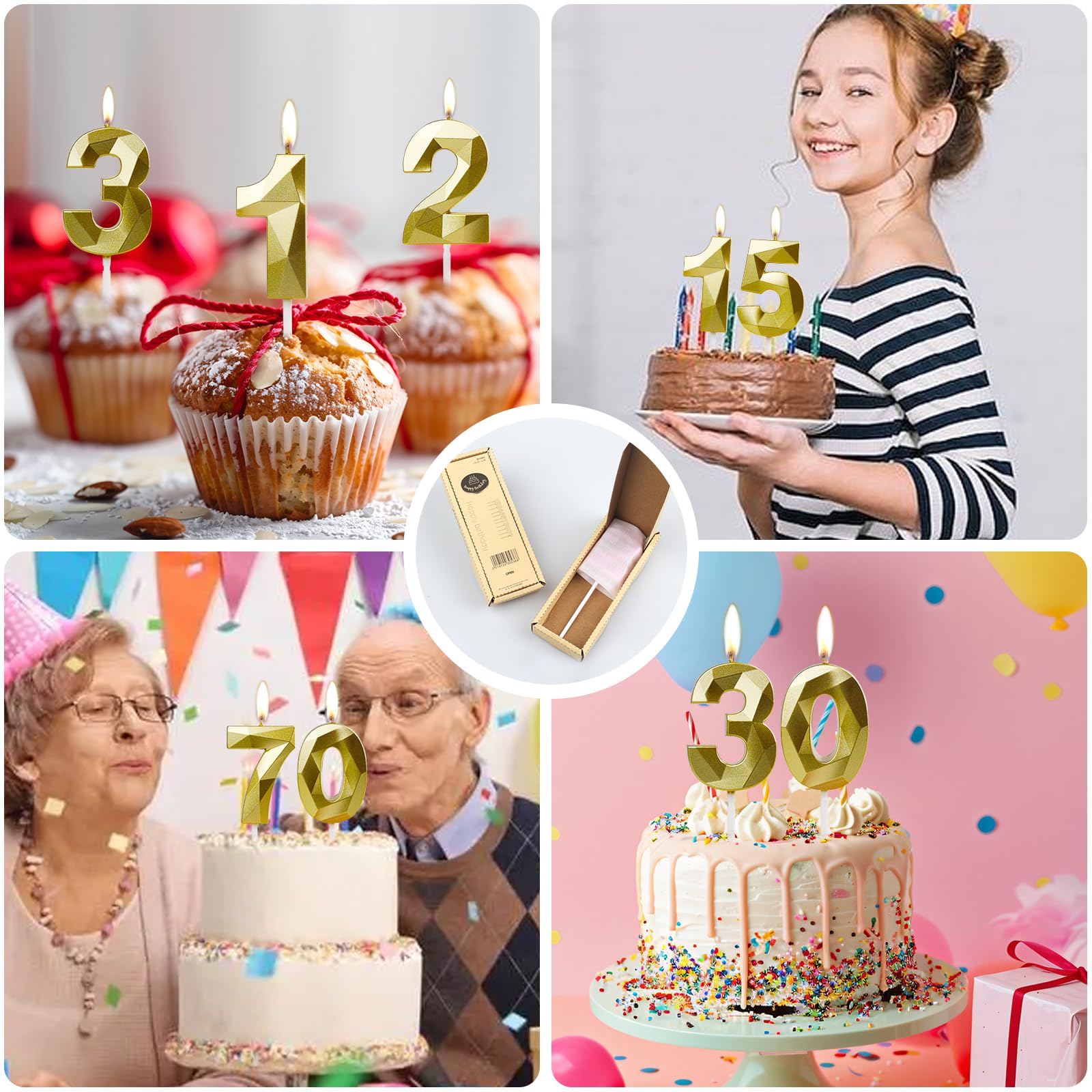 Velas del número 20, velas de cumpleaños número 20, vela dorada de feliz cumpleaños para pastel, decoración de pastel con diseño 3D para niños, niñas, mujeres, fiesta de cumpleaños, boda, aniversario,